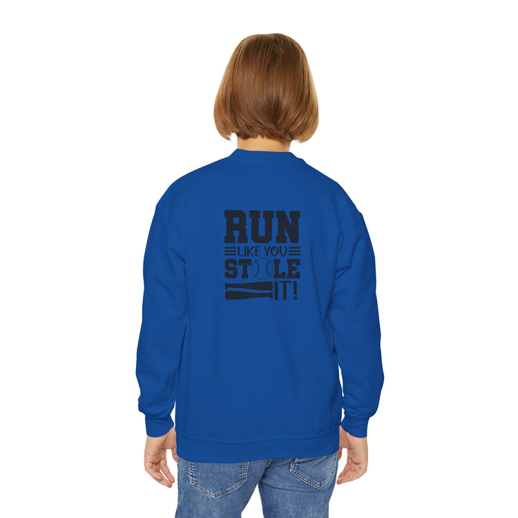 Youth Baseball Sweatshirt - run like you stole it