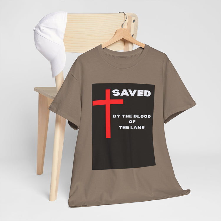 Saved by the Blood of the Lamb Christian Unisex Heavy Cotton Tee