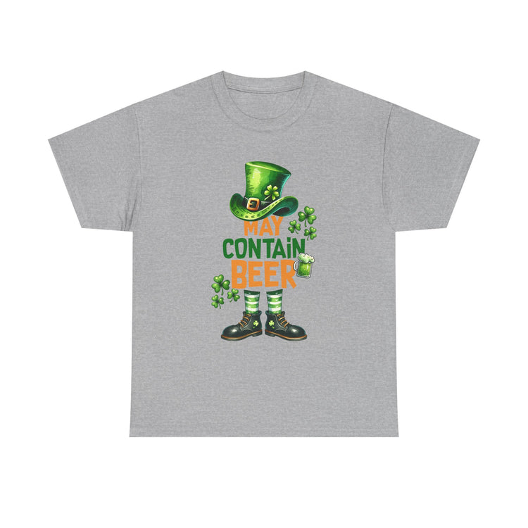 St Patrick's Day Tee, May Contain Beer T-shirt, Cotton Shirt, Irish Festival Top, Funny Drinking Apparel