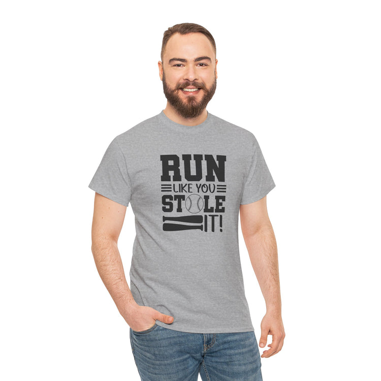 Motivational Baseball Tee - 'Run Like You Stole It'