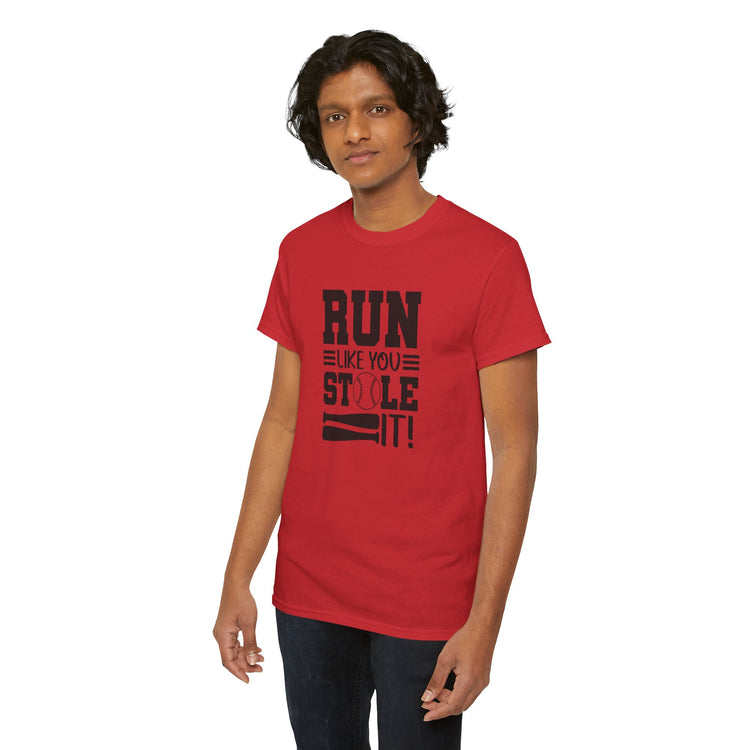 Motivational Baseball Tee - 'Run Like You Stole It'