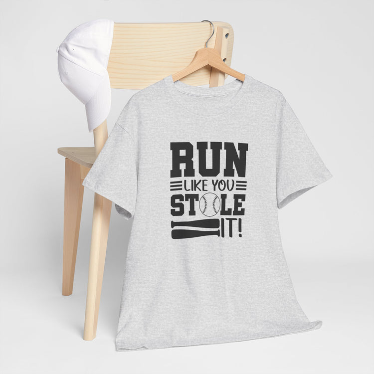 Motivational Baseball Tee - 'Run Like You Stole It'