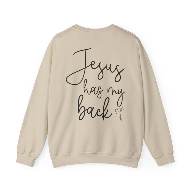 Crewneck Sweatshirt - 'Jesus Has My Back' Inspirational Apparel