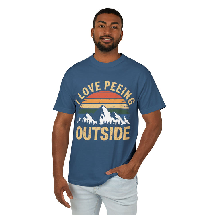 I Love Peeing Outside Heavyweight Cotton Tee - Outdoor Humor T-Shirt