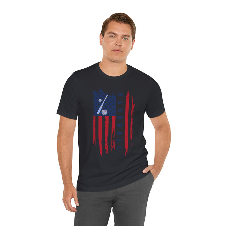 Patriotic Baseball Flag Tee, Unisex Short Sleeve Shirt, America Pride T-Shirt, Fourth of July Top, Independence Day Shirt