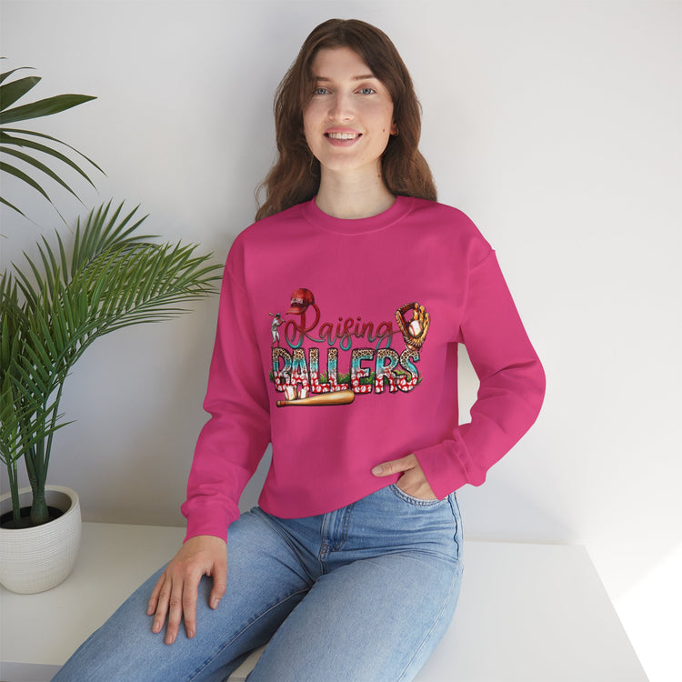 Baseball Mom Raising Ballers Crewneck Sweatshirt