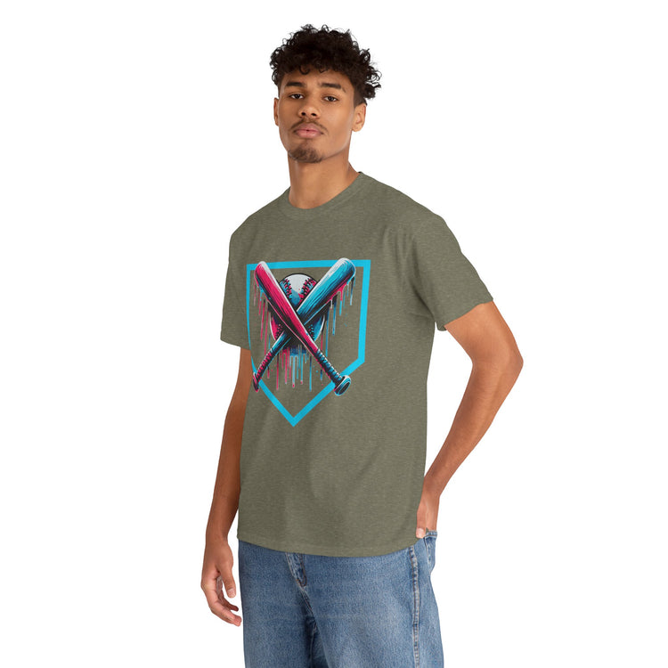 Vibrant Adult Baseball Drip Design T-shirt