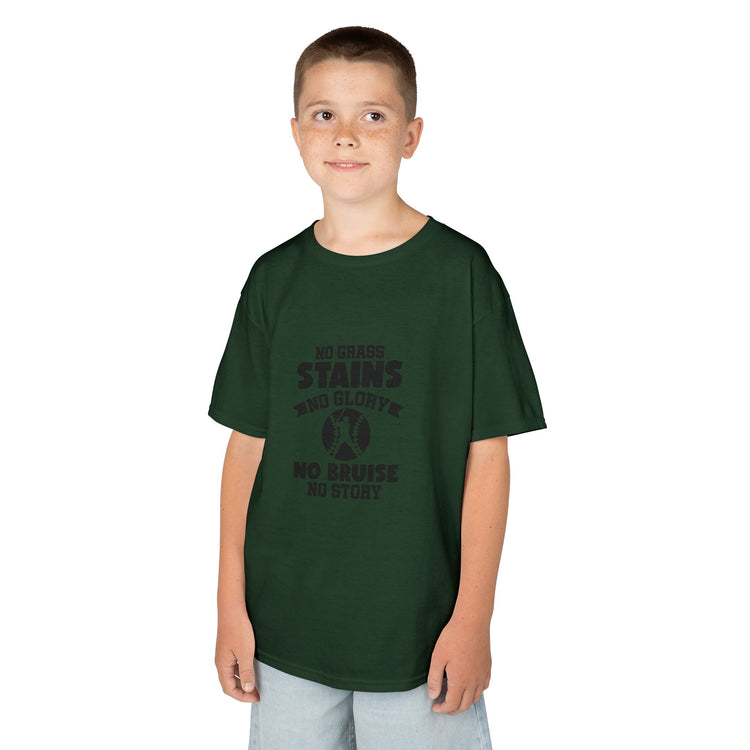 Kids Baseball T-shirt - No Grass Stains No Glory - Funny Youth T-Shirt