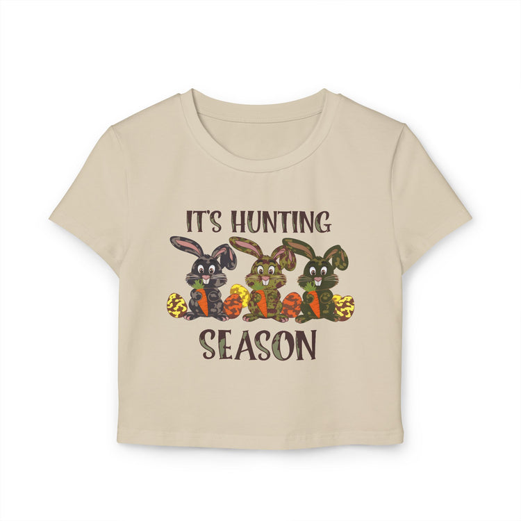 Baby Tee, Cute Bunny Hunting Season Easter Gift, Spring Fashion Shirt, Women's Graphic Tee, Bunny Lover Gift