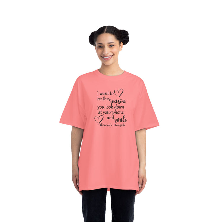 Funny Short-Sleeve T-Shirt,  "I Want to Be the Reason You Look Down and Smile"