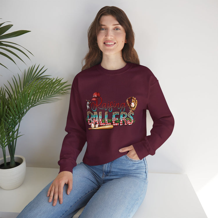 Baseball Mom Raising Ballers Crewneck Sweatshirt