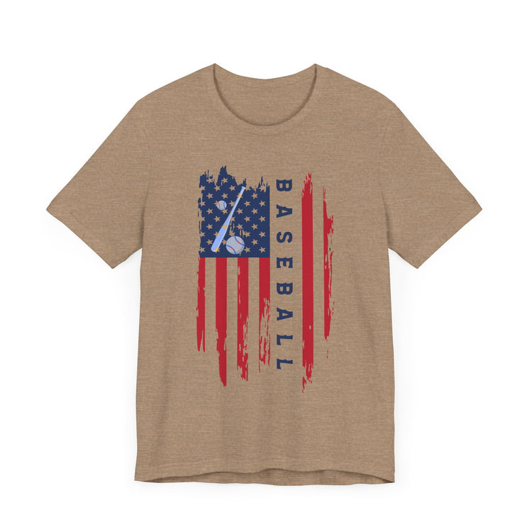 Patriotic Baseball Flag Tee, Unisex Short Sleeve Shirt, America Pride T-Shirt, Fourth of July Top, Independence Day Shirt