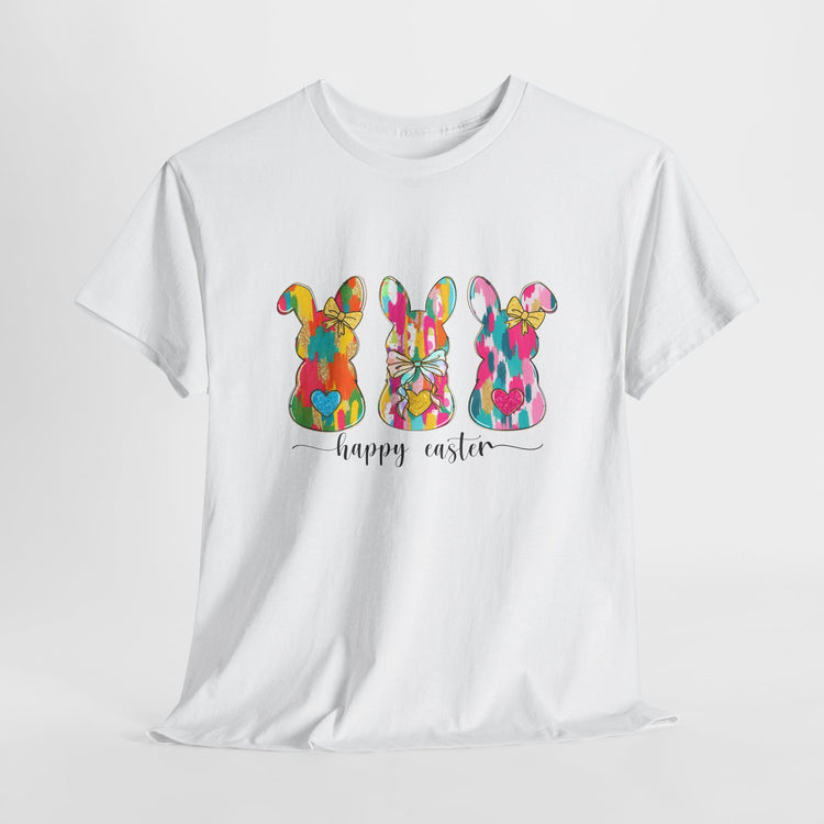 Happy Easter Bunny Cotton Tee, Easter Celebration Outfit, Fun Easter Shirt, Pastel Bunny Tee