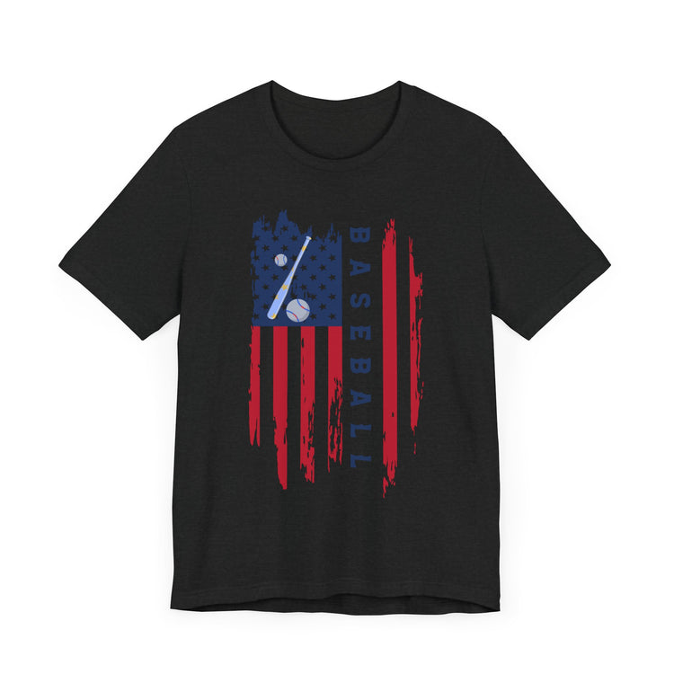 Patriotic Baseball Flag Tee, Unisex Short Sleeve Shirt, America Pride T-Shirt, Fourth of July Top, Independence Day Shirt