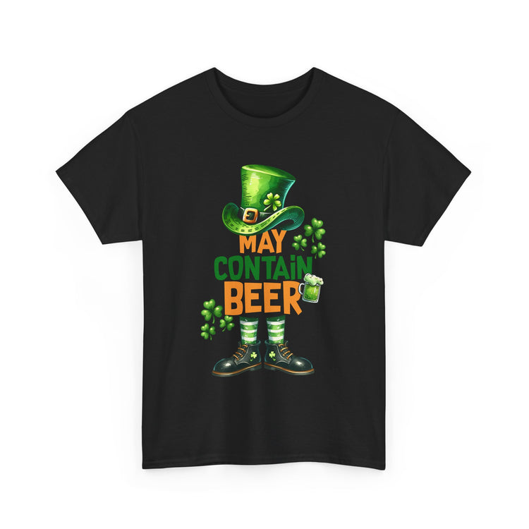 St Patrick's Day Tee, May Contain Beer T-shirt, Cotton Shirt, Irish Festival Top, Funny Drinking Apparel