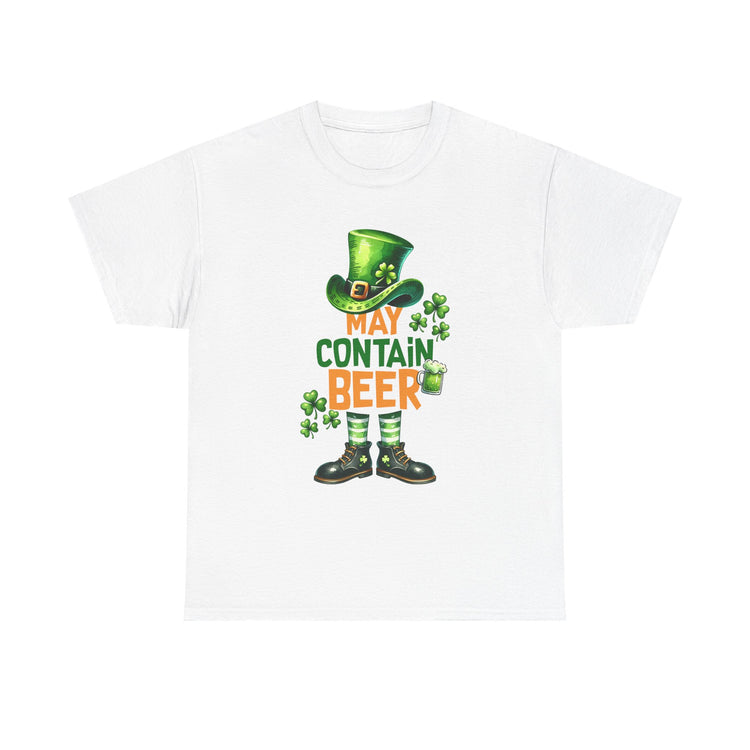 St Patrick's Day Tee, May Contain Beer T-shirt, Cotton Shirt, Irish Festival Top, Funny Drinking Apparel