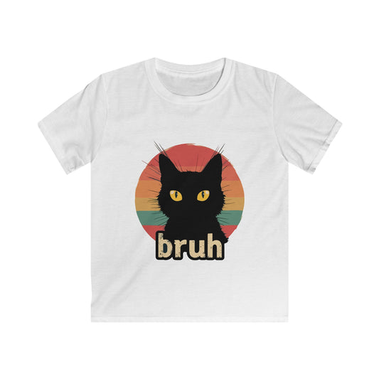 Retro Cat 'Bruh' Kids Softstyle Tee