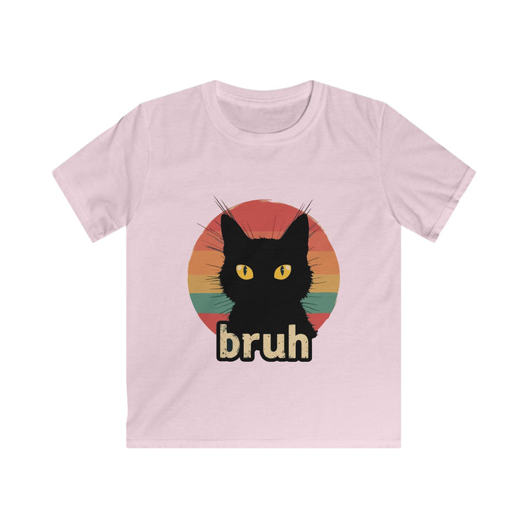 Retro Cat 'Bruh' Kids Softstyle Tee