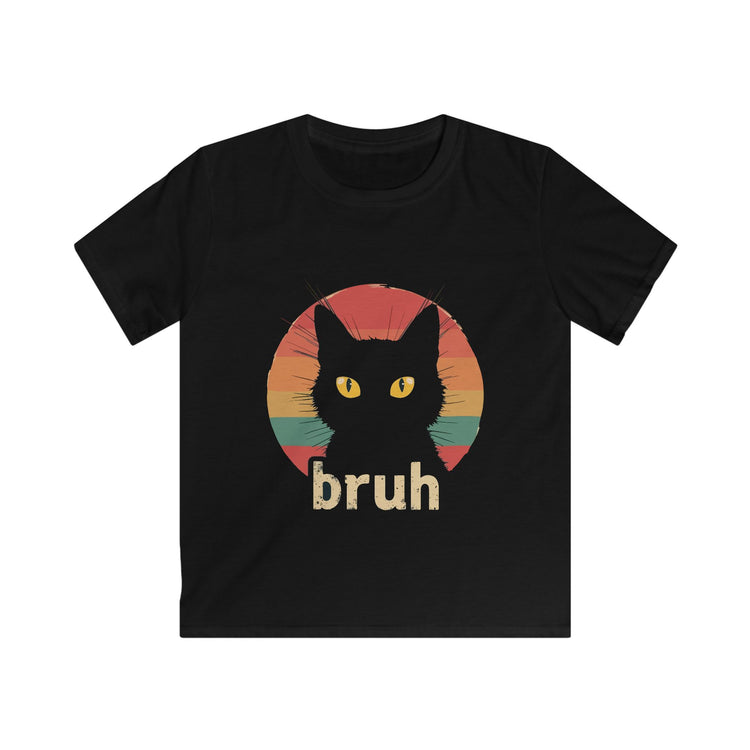 Retro Cat 'Bruh' Kids Softstyle Tee