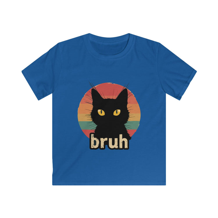 Retro Cat 'Bruh' Kids Softstyle Tee