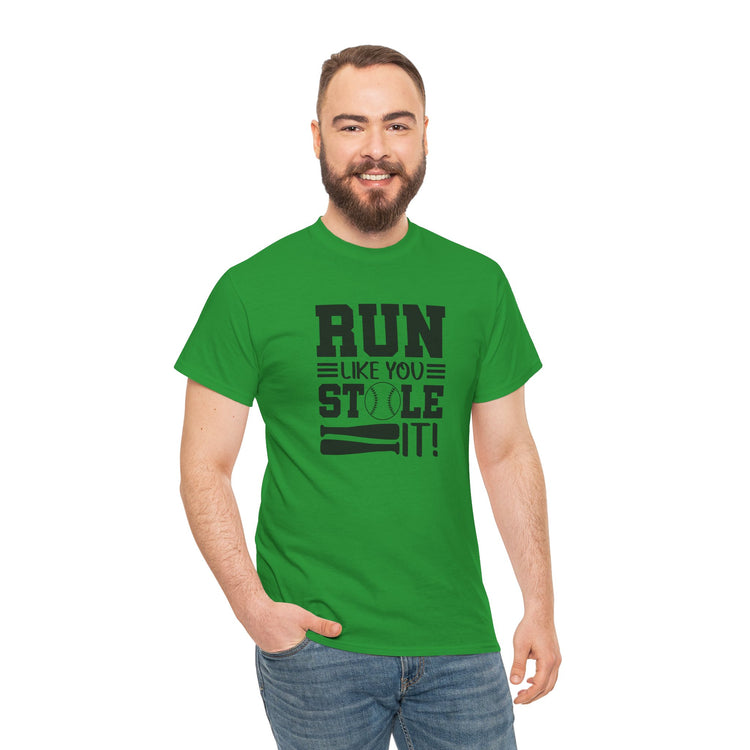 Motivational Baseball Tee - 'Run Like You Stole It'