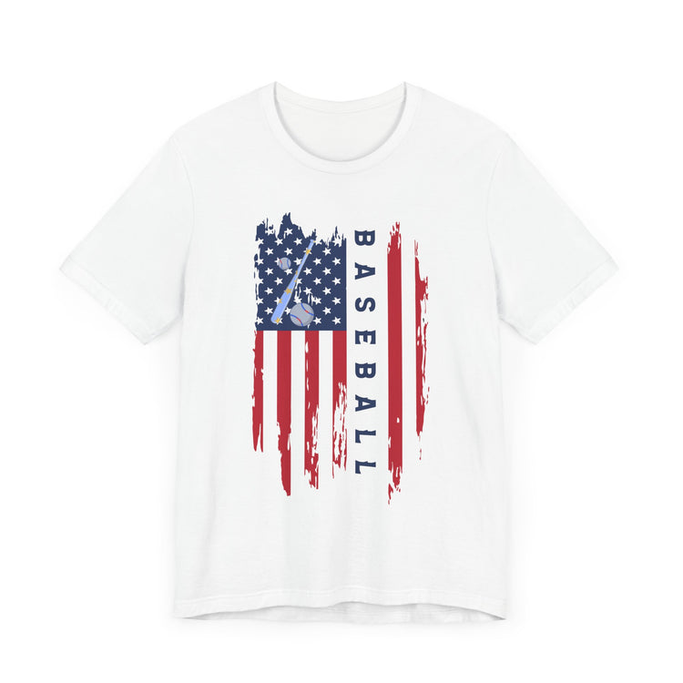 Patriotic Baseball Flag Tee, Unisex Short Sleeve Shirt, America Pride T-Shirt, Fourth of July Top, Independence Day Shirt