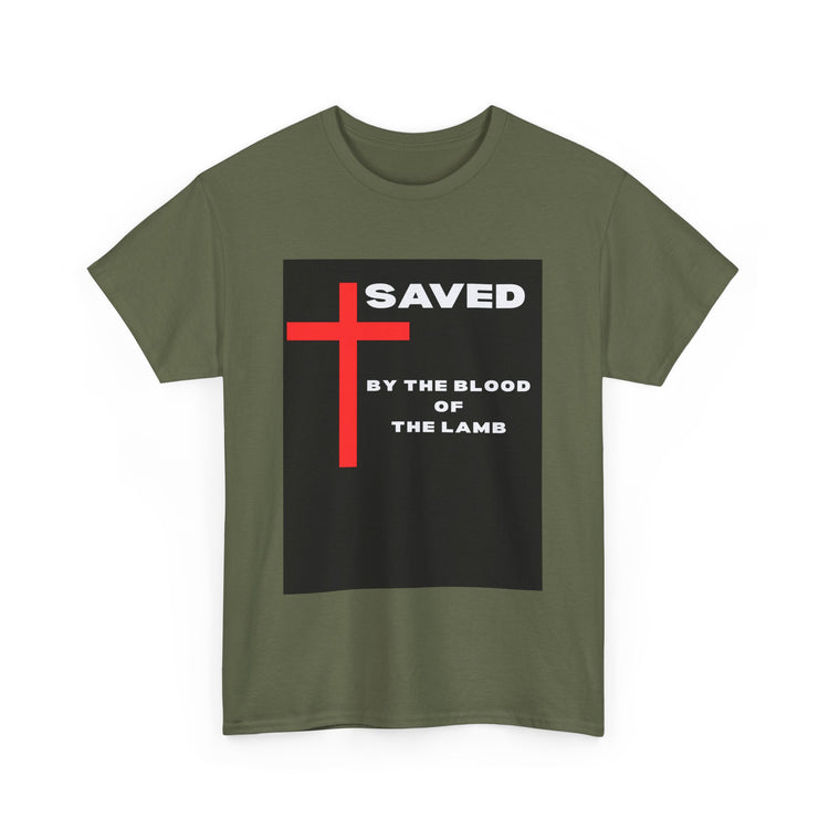 Saved by the Blood of the Lamb Christian Unisex Heavy Cotton Tee