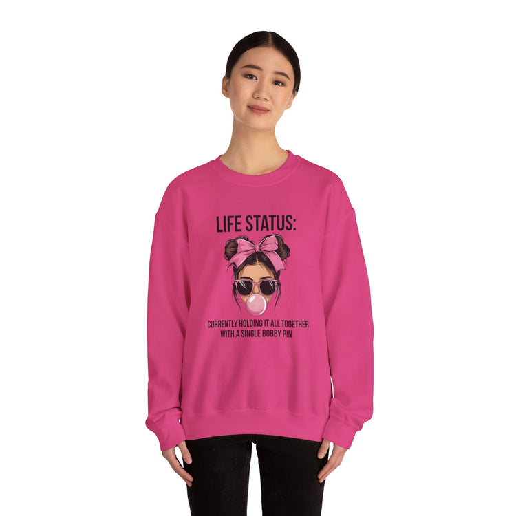 Funny Life Status Crewneck Sweatshirt for Women