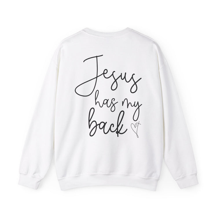 Crewneck Sweatshirt - 'Jesus Has My Back' Inspirational Apparel