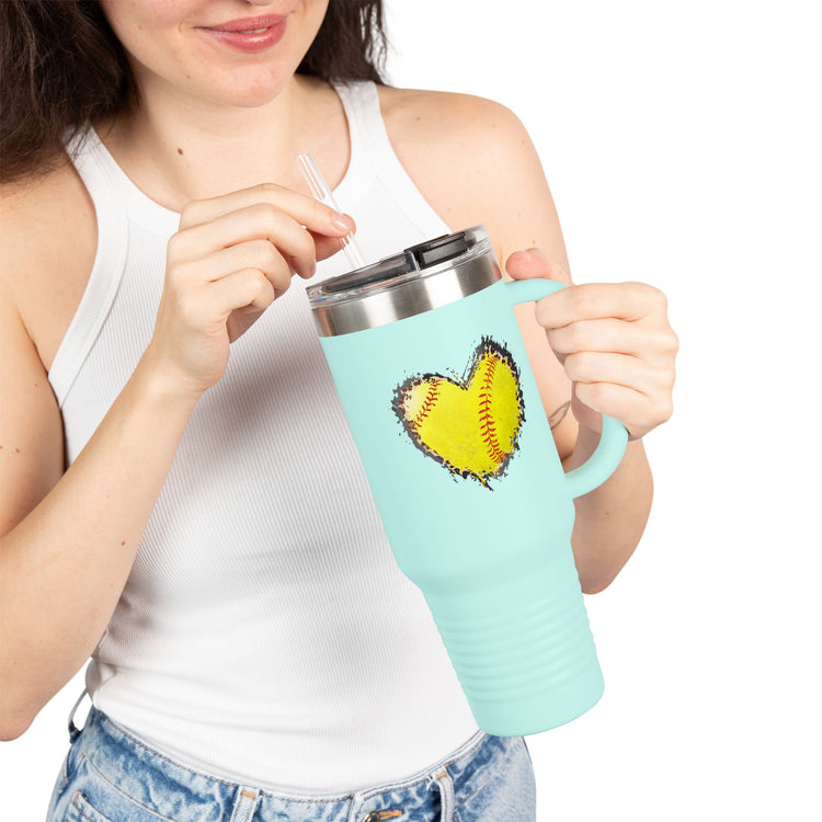 Softball Heart Insulated Travel Mug - 40oz for Sport Lovers