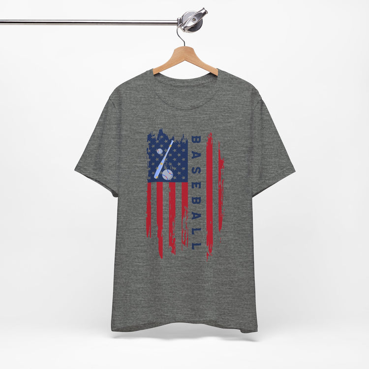 Patriotic Baseball Flag Tee, Unisex Short Sleeve Shirt, America Pride T-Shirt, Fourth of July Top, Independence Day Shirt