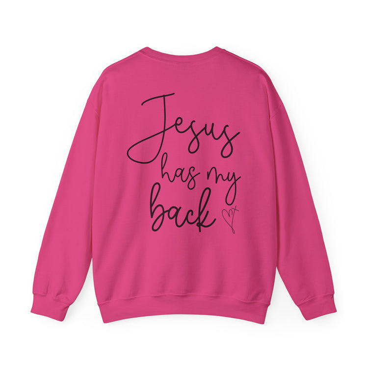 Crewneck Sweatshirt - 'Jesus Has My Back' Inspirational Apparel