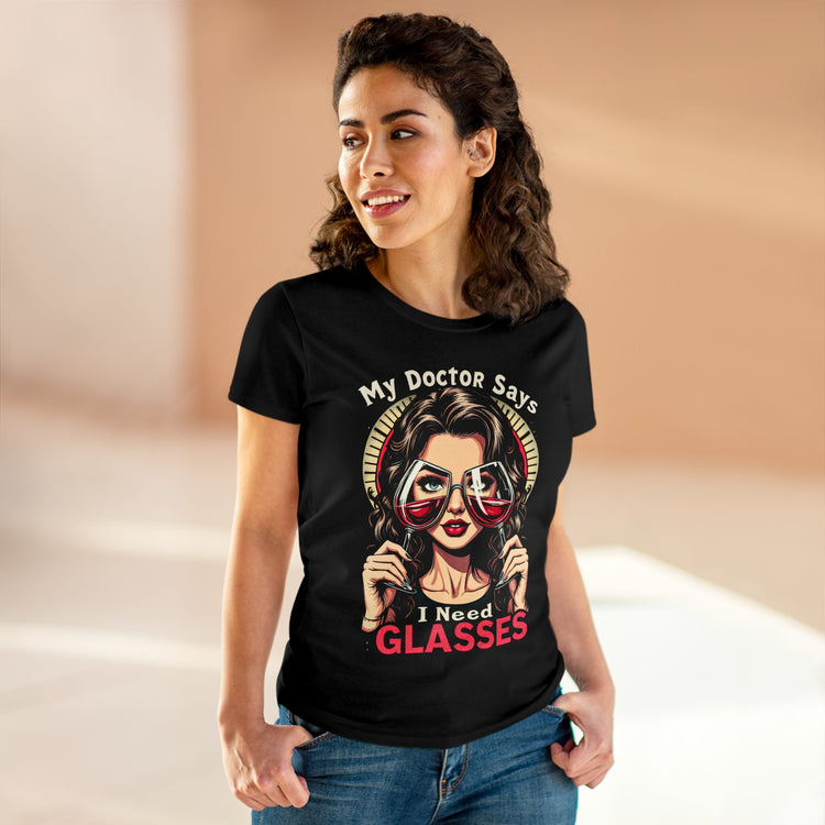 Women's Humorous Cotton Tee - Wine