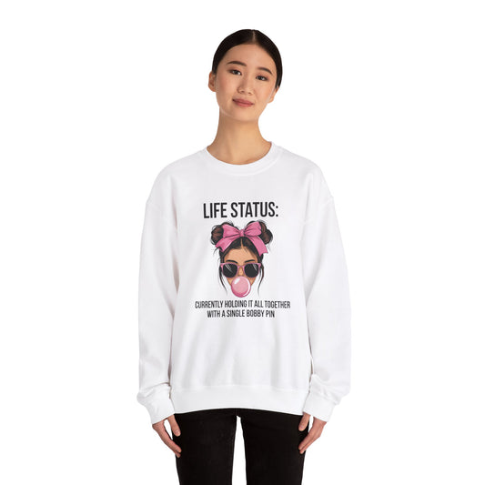 Funny Life Status Crewneck Sweatshirt for Women