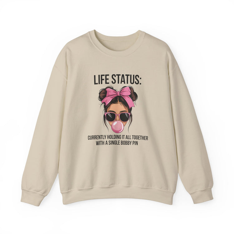 Funny Life Status Crewneck Sweatshirt for Women