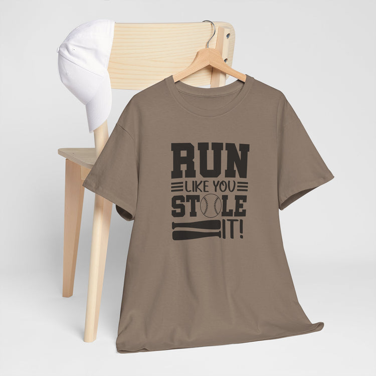 Motivational Baseball Tee - 'Run Like You Stole It'