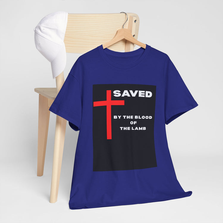 Saved by the Blood of the Lamb Christian Unisex Heavy Cotton Tee