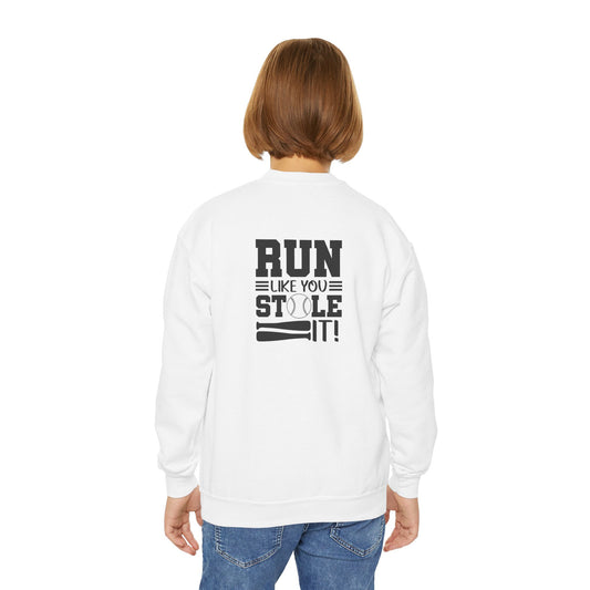 Youth Baseball Sweatshirt - run like you stole it