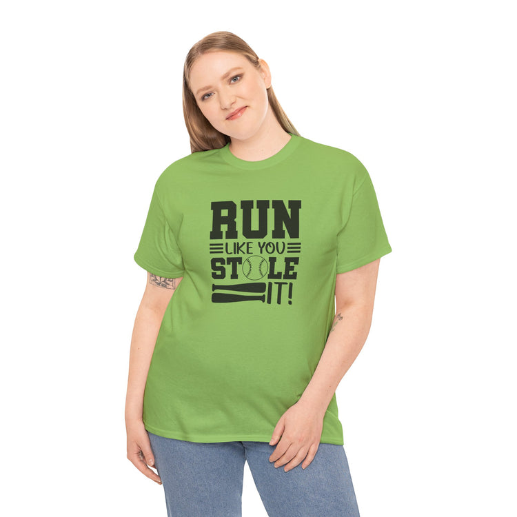 Motivational Baseball Tee - 'Run Like You Stole It'