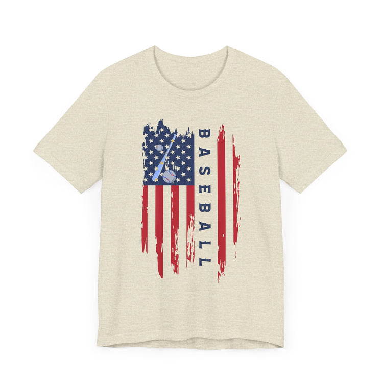 Patriotic Baseball Flag Tee, Unisex Short Sleeve Shirt, America Pride T-Shirt, Fourth of July Top, Independence Day Shirt