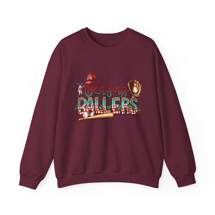 Baseball Mom Raising Ballers Crewneck Sweatshirt