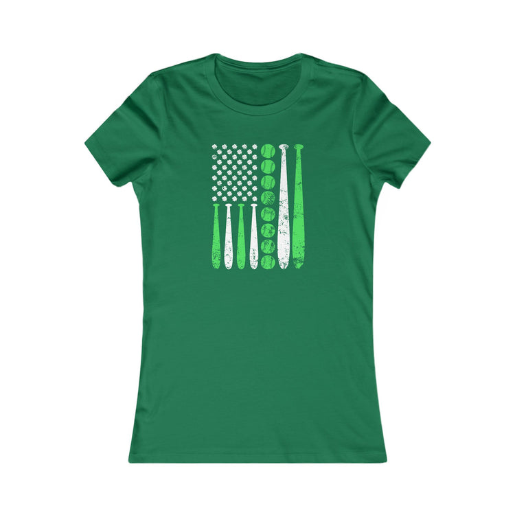 Baseball St Patrick's Day Women's Tee - Patriotic Sports Shirt