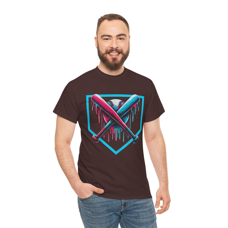 Vibrant Adult Baseball Drip Design T-shirt