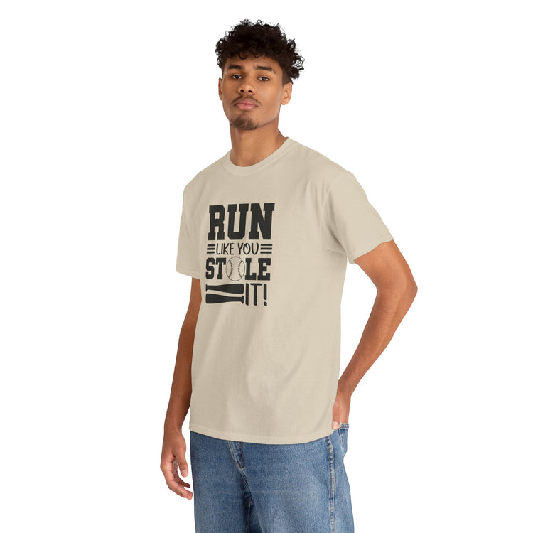 Motivational Baseball Tee - 'Run Like You Stole It'