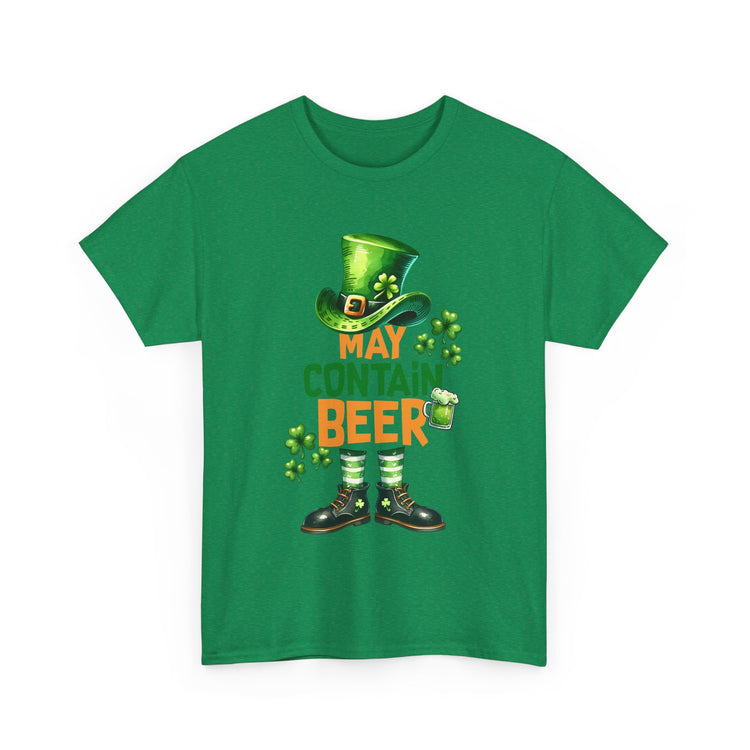 St Patrick's Day Tee, May Contain Beer T-shirt, Cotton Shirt, Irish Festival Top, Funny Drinking Apparel