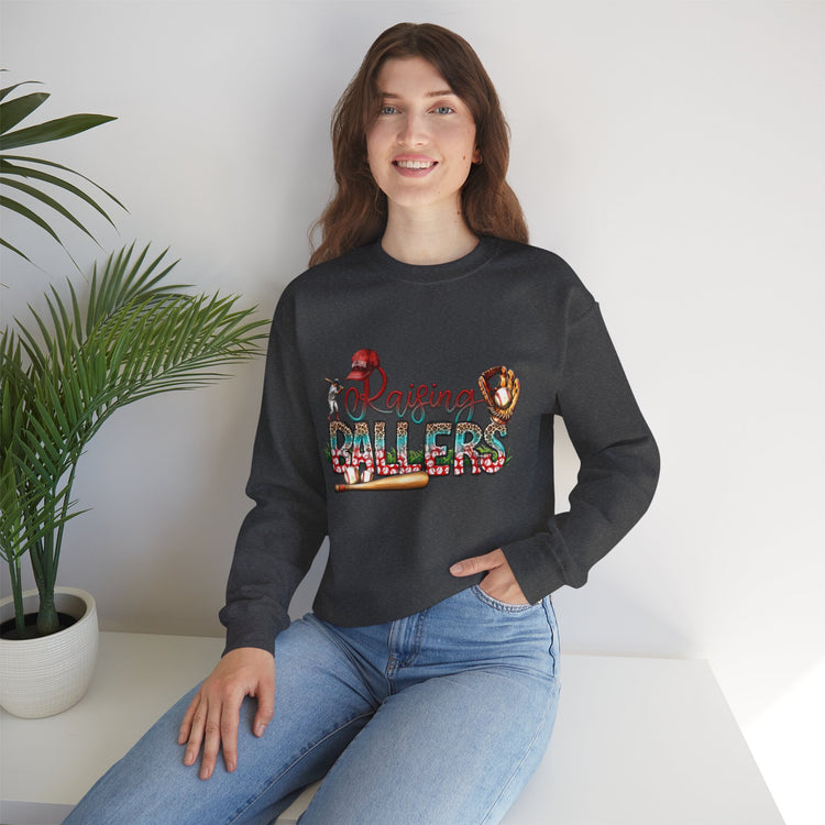 Baseball Mom Raising Ballers Crewneck Sweatshirt