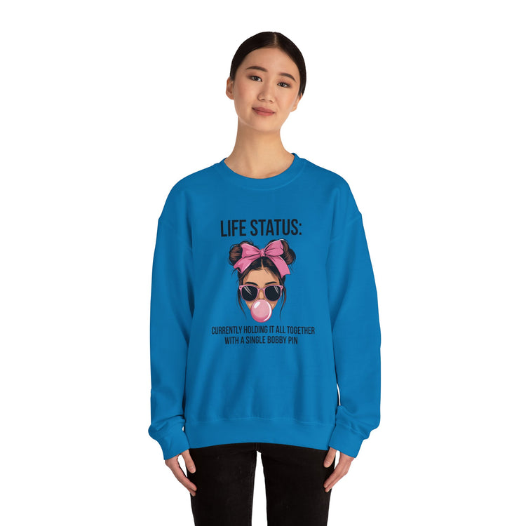 Funny Life Status Crewneck Sweatshirt for Women