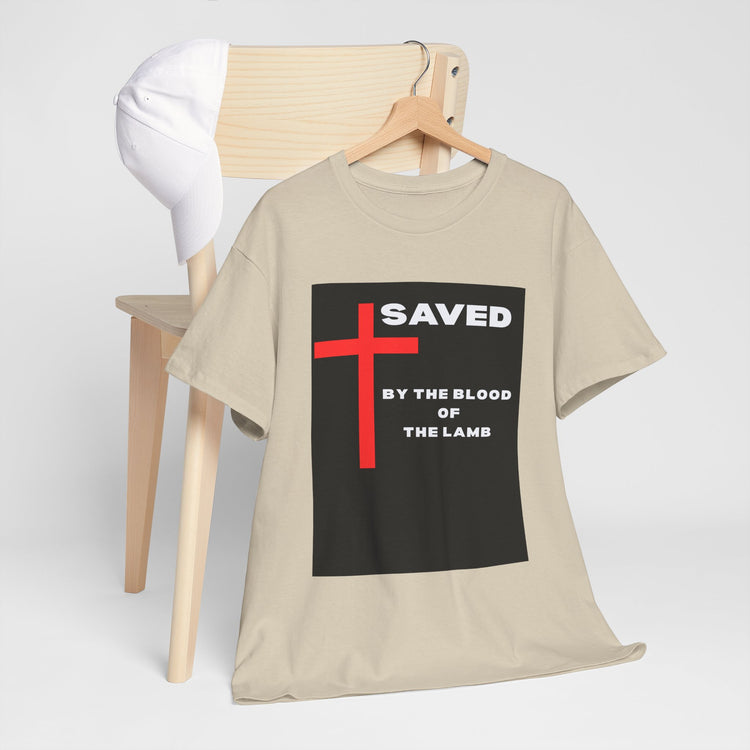 Saved by the Blood of the Lamb Christian Unisex Heavy Cotton Tee