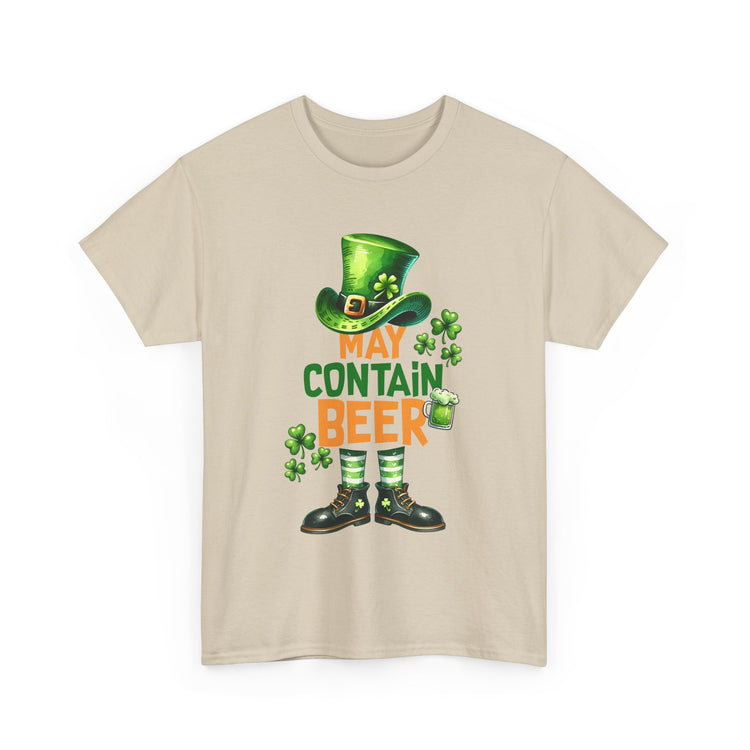 St Patrick's Day Tee, May Contain Beer T-shirt, Cotton Shirt, Irish Festival Top, Funny Drinking Apparel