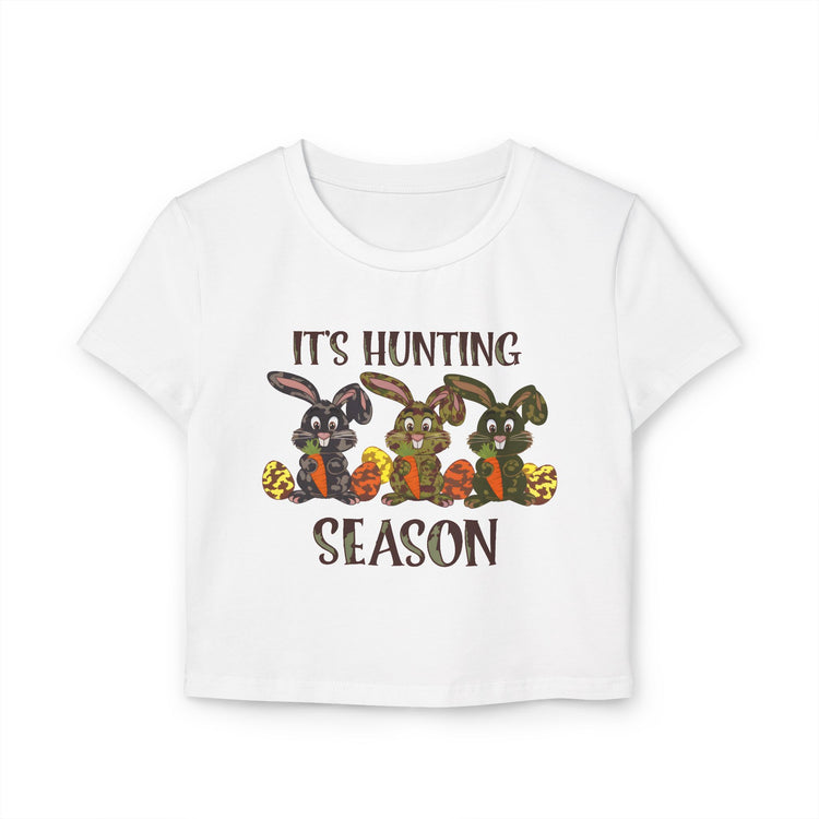 Baby Tee, Cute Bunny Hunting Season Easter Gift, Spring Fashion Shirt, Women's Graphic Tee, Bunny Lover Gift